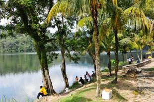 Fishing around the dam.