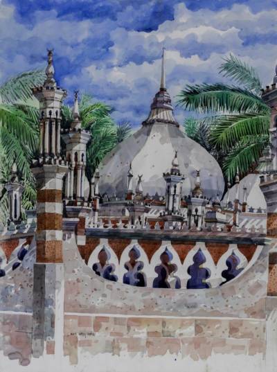 "Kuala Lumpur Mosque", Yong Look Lam, 2002; watercolor on cardboard