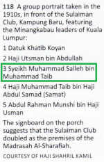 Syeikh Muhammad Salleh bin Muhammad Taib, 1910-an