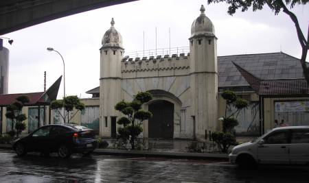 The frontal facade and entrance of the Pudu Prison in Pudu, Kuala Lumpur, Malaysia.