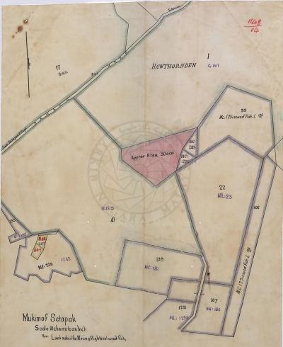Lakaran peta lokasi Lombong Loke Yew di Hawthornden Estate, 1904