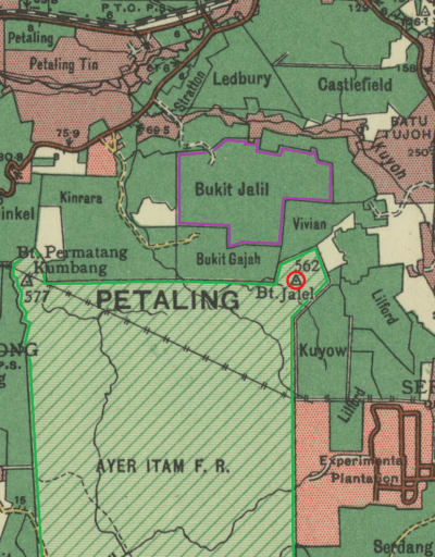 Peta Bukit Jalil dan kawasan sekitarnya, 1950