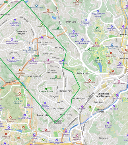 Peta sebahagian Bungsar Estate, 2025