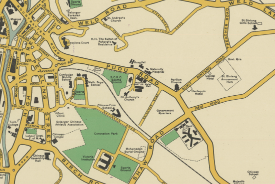 Peta lokasi Penjara Pudu, 1950