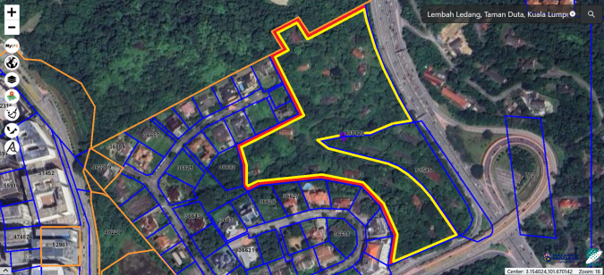 Lokasi lot 481123 ditandakan kuning