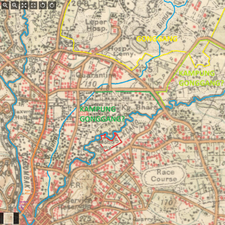 Peta lokasi Perkuburan Gonggang (1923)