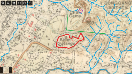 Peta lokasi Rifle Range (ditanda merah), 1922