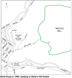 Peta lokasi Weld's Hill Estate, 1889